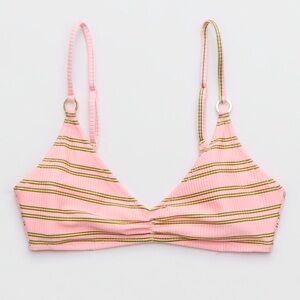 Aerie Pink Striped Bikini Top - Size Medium NWT